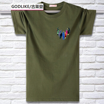 古萊登（GODLIKE） 短袖 男士T恤 小羽毛軍綠 