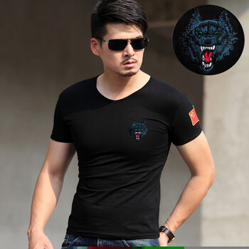 賀豹（horpou） 短袖 男士T恤 狼頭黑色V領(lǐng)款 