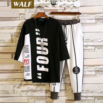 WALF 七分袖 男士T恤 灰色 
