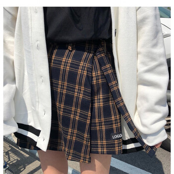 格子可愛半身裙