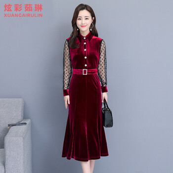 炫彩茹琳（Xuan Cai Ru Lin） 純色 波點 連衣裙