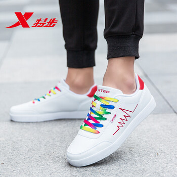 特步（XTEP）板鞋白/紅-男款 
