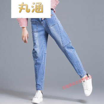 薄牛仔淺色長褲女哈倫