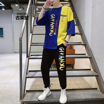 古萊登（GODLIKE） 短袖 男士T恤 TZ67 A067A藍(lán)黃 