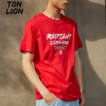 唐獅（TonLion） 短袖 男士T恤 大紅 
