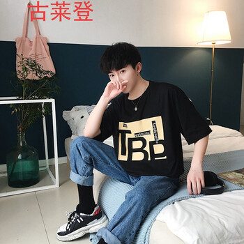 古萊登（GODLIKE） 五分袖 男士T恤 黑色 T3001五分 