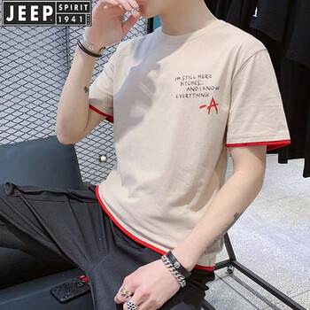 JEEP 短袖 男士T恤 杏色 
