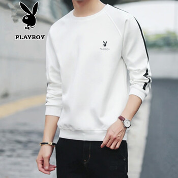 花花公子（PLAYBOY ESTABLISHED 1953） 長(zhǎng)袖 男士T恤 20172白色 