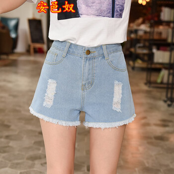 安邑奴 高腰  女 短褲 牛仔褲