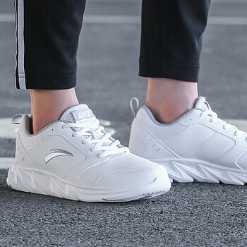 安踏（ANTA）跑步鞋(皮面)安踏白/霧灰-5 