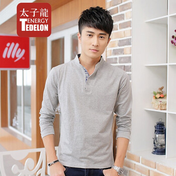 太子龍（TEDELON） 長(zhǎng)袖 男士T恤 灰色 