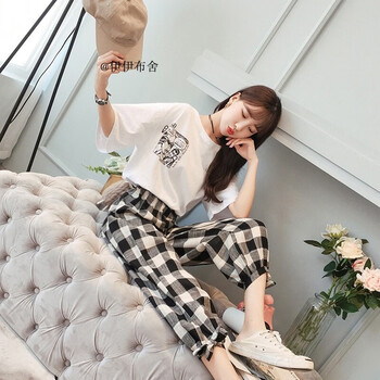 邁實億 格子 短袖 T恤 女 