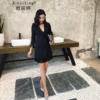 女款雙排扣西裝麻