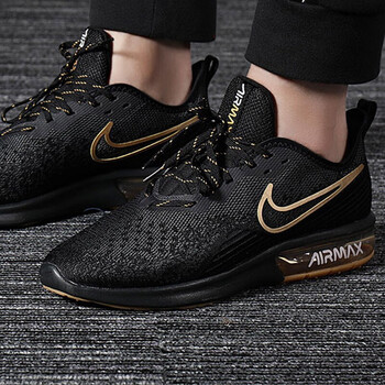 耐克（NIKE）跑步鞋AO4485-005 黑色金標(biāo)/氣墊 
