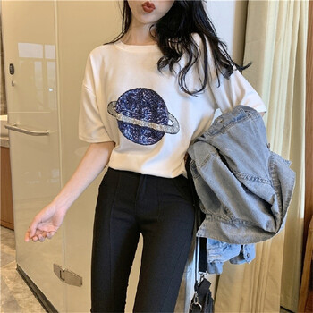 姚克 亮片 短袖 T恤 女 圓領