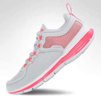 李寧（LI-NING）跑步鞋ARBK012-4 曙灰色/熒光耀紅 