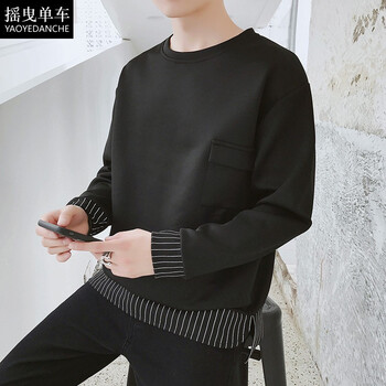 搖曳單車（YAOYEDANCHE） 長(zhǎng)袖 男士T恤 黑色 