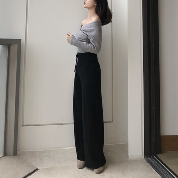 寬松毛呢闊腿褲，穿出你的少女心