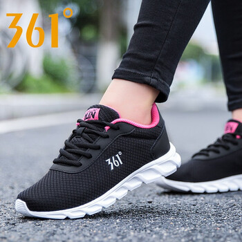 361度跑步鞋烏黑色/西班牙粉 
