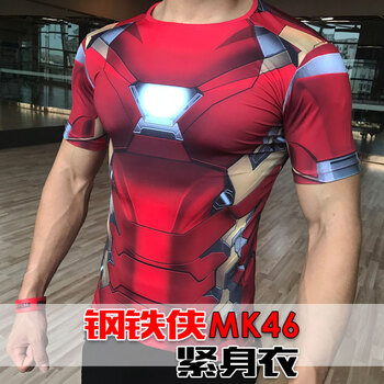 其他品牌 短袖 男士T恤 鋼鐵俠MK46-緊身衣 