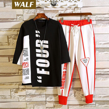 WALF 七分袖 男士T恤 紅色 