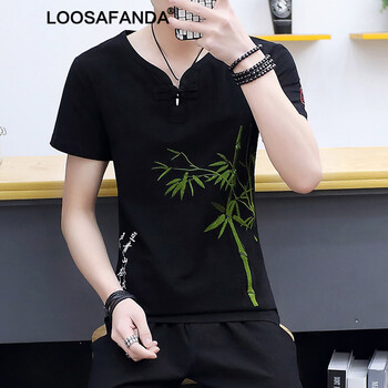 LOOSAFANDA 短袖 男士T恤 竹子款黑色 