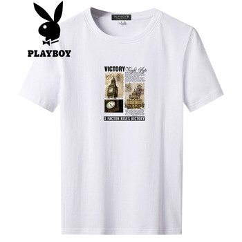 花花公子（PLAYBOY） 短袖 男士T恤 白色(003款) 