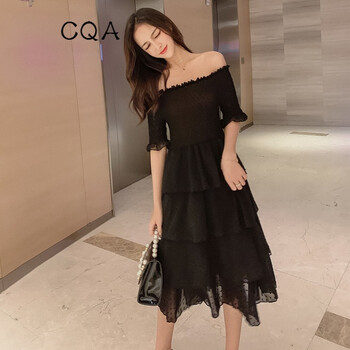 CQA 純色 拼接，露背 連衣裙
