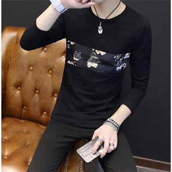 古萊登（GODLIKE） 長袖 男士T恤 拼花黑色 XL，L，XXL，XXXL，M