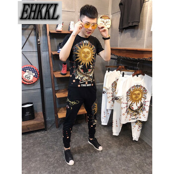 EHKKL 短袖 男士T恤 男款黑色套裝 
