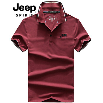 Jeep 短袖 男士T恤 3961-棗紅 