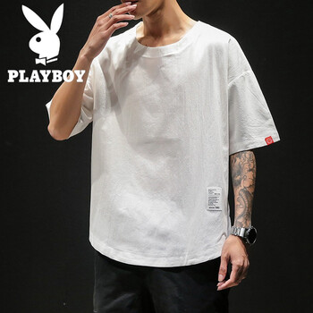 花花公子（PLAYBOY） 短袖 男士T恤 白色T230 