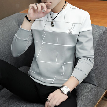 快樂嘉人 長袖 男士T恤 W12灰色 XL，L，XXL，XXXL，M