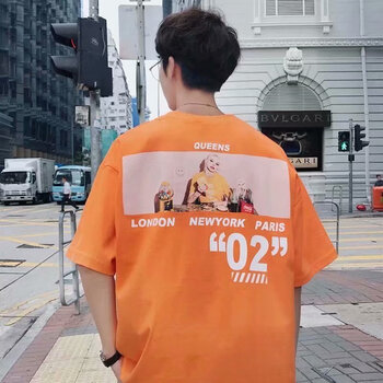 未知 五分袖 男士T恤 后背02 橘色 