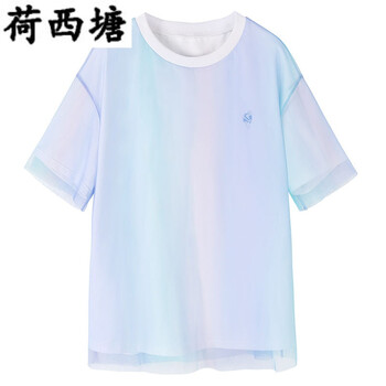 珈沐兒（jiamuer） 扎染，鏤空，紗網(wǎng) 短袖 T恤 女 圓領(lǐng)