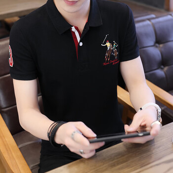 爵森馬公子（JUESENMAGONGZI） 短袖 男士T恤 黑色 1813艾森 