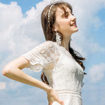 韩国白色蕾丝连衣裙