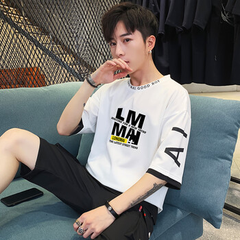 C2潮朝 五分袖 男士T恤 白色 