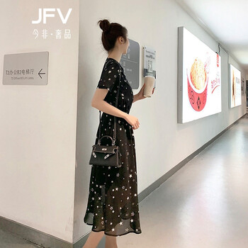 JFV 碎花 紐扣，紗網(wǎng) 連衣裙