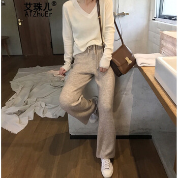 艾珠兒（Aizhuer） 高腰 闊腳褲 女 長褲 休閑褲