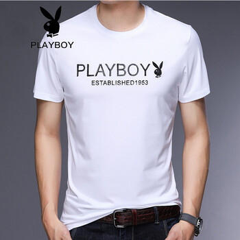 花花公子（PLAYBOY ESTABLISHED 1953） 短袖 男士T恤 白色/82T012 
