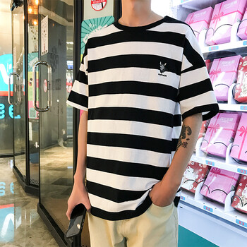 牧獸 五分袖 男士T恤 黑色 