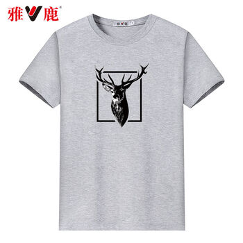 雅鹿 短袖 男士T恤 鹿頭灰色 