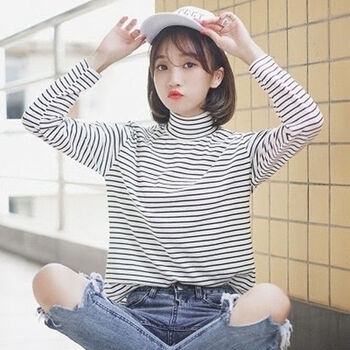 百搭條紋長(zhǎng)袖襯衫，打造時(shí)尚女神