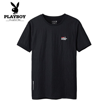 花花公子（PLAYBOY PHYSICAL） 短袖 男士T恤 黑色（220） 