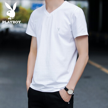 花花公子（PLAYBOY） 短袖 男士T恤 SYZ1233 白色 