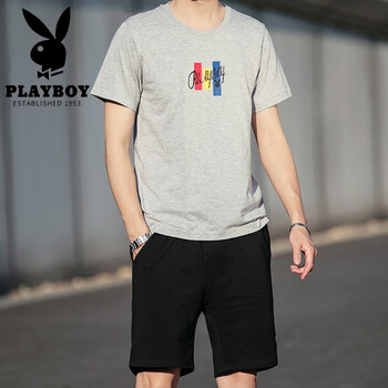花花公子（PLAYBOY） 短袖 男士T恤 1917灰色 