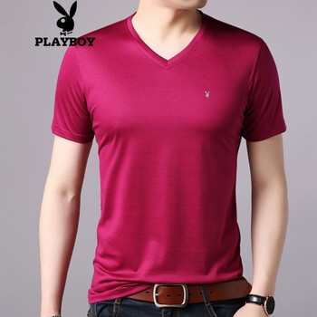 花花公子（PLAYBOY） 短袖 男士T恤 78161酒紅色 