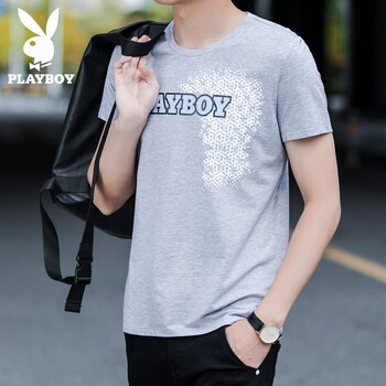 花花公子（PLAYBOY） 短袖 男士T恤 SY-H36094淺灰 