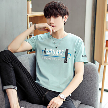 尊尚鳥(niǎo)（ZunshangniaO） 短袖 男士T恤 淺藍色 